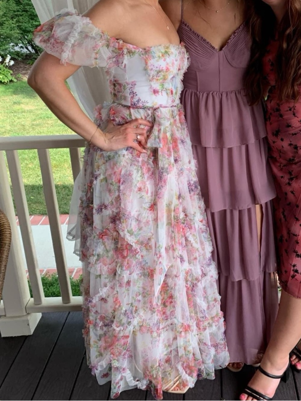 Floral White and Pink Women's Dress